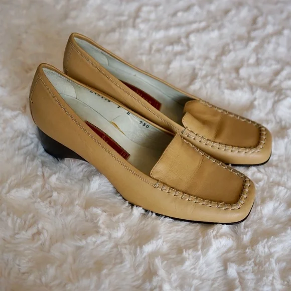 Vintage Cole Haan Country - Loafer slip on block style heel - 90s - Beige 7 - Picture 1 of 8
